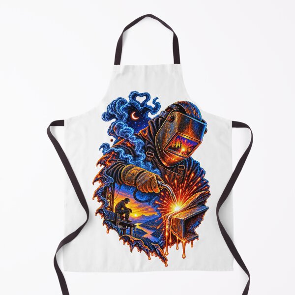 Item preview, Fiery Welder at Work Illustration designed and sold by aether.arts.