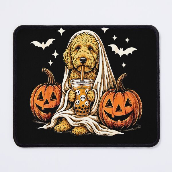 Item preview, Cute Halloween Witch Dog with Pumpkins and Ghosts designed and sold by Rahamkshop.
