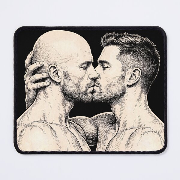 Item preview, Intimate Line Art Kiss - Gay Couple Illustration designed and sold by gayishdesign.