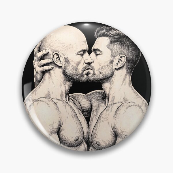 Item preview, Intimate Line Art Kiss - Gay Couple Illustration designed and sold by gayishdesign.
