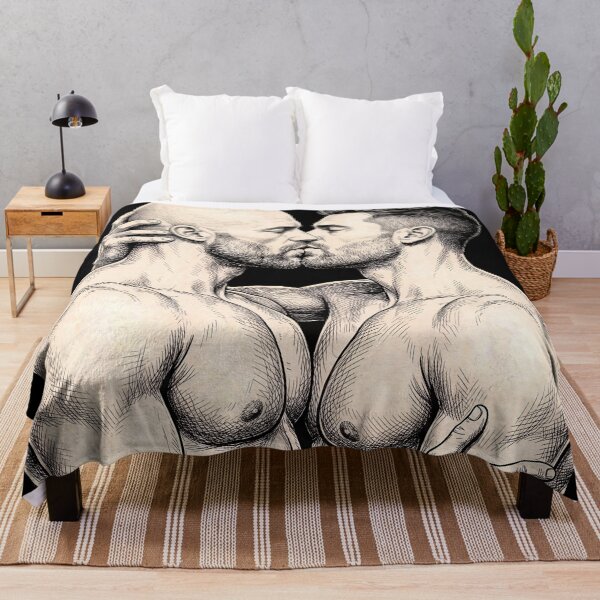 Item preview, Intimate Line Art Kiss - Gay Couple Illustration designed and sold by gayishdesign.