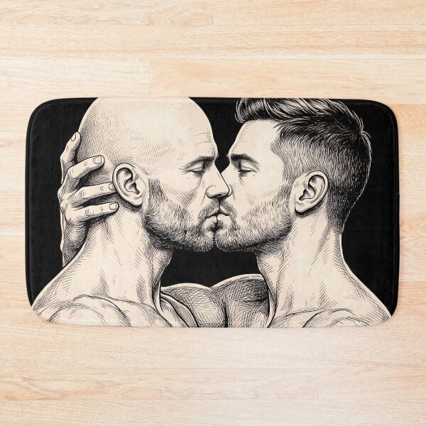 Item preview, Intimate Line Art Kiss - Gay Couple Illustration designed and sold by gayishdesign.