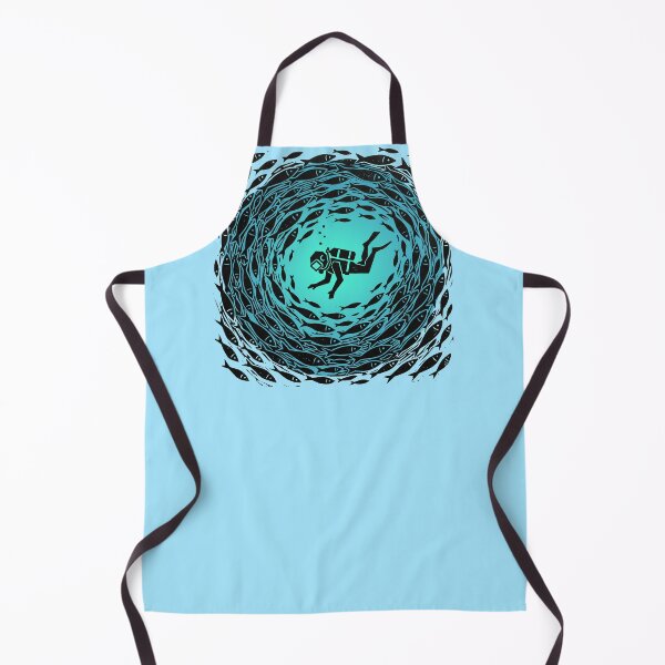 Item preview, Scuba Diver Ocean Fish Tornado Woodcut Linocut Art designed and sold by KiwiRider.