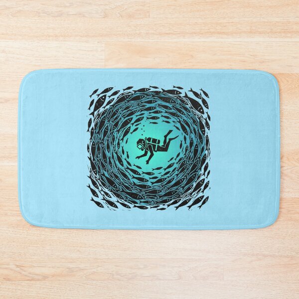 Item preview, Scuba Diver Ocean Fish Tornado Woodcut Linocut Art designed and sold by KiwiRider.