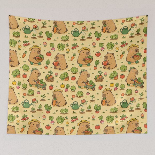 Item preview, Capybara Veggie Garden Pattern designed and sold by Soft Berry Studio.