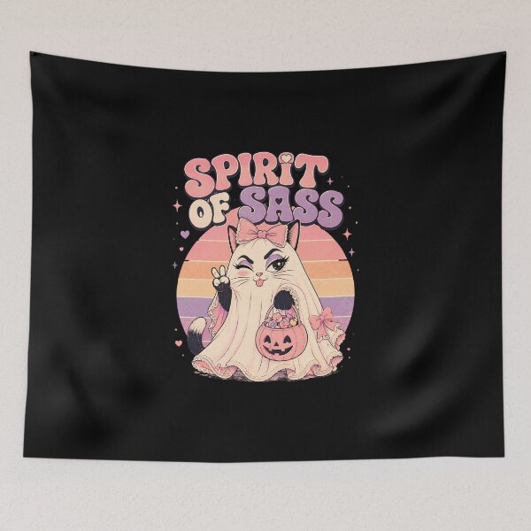 Item preview, Spirit Of Sass Coquette Ghost Cat Pastel Halloween designed and sold by Retro Whiskers.