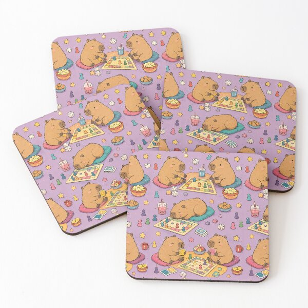 Item preview, Capybara Board Game Night Pattern designed and sold by Soft Berry Studio.