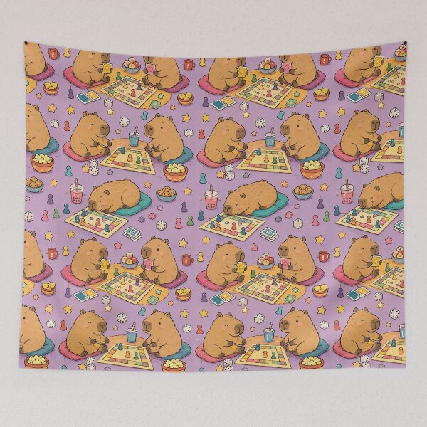 Item preview, Capybara Board Game Night Pattern designed and sold by Soft Berry Studio.