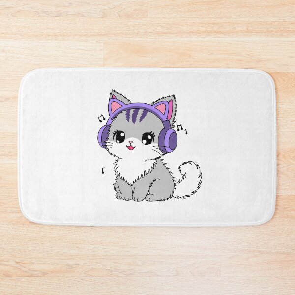 Item preview, Cute Cozy Cat With Headphones - Kawaii Music Kitty designed and sold by BunnySoftArt.