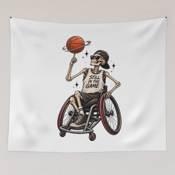 Item preview, Still In The Game - Skeleton Wheelchair Basketball Funny Halloween designed and sold by Neurospicy Trolls.