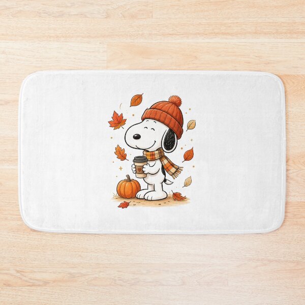 Item preview, Cute Autumn Dog Drinking Coffee – Cozy Fall Pumpkin & Leaves Design designed and sold by TrendiKloset.