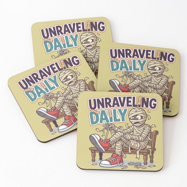 Item preview, Unraveling Daily - Funny Mummy Halloween Tying Shoes Relatable Pun Art designed and sold by LUKOWEAR.