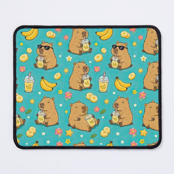 Item preview, Cute Capybara Banana Smoothie Pattern designed and sold by Soft Berry Studio.