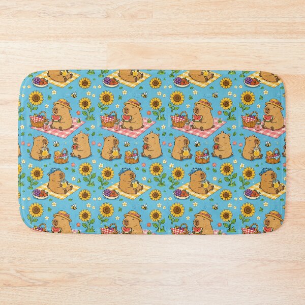 Item preview, Cute Capybara Sunflower Picnic Pattern designed and sold by Soft Berry Studio.