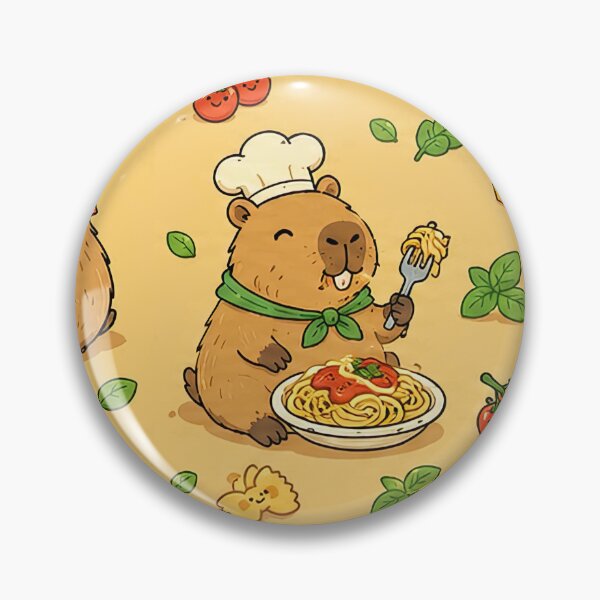 Item preview, Cute Capybara Pasta Party Pattern designed and sold by Soft Berry Studio.