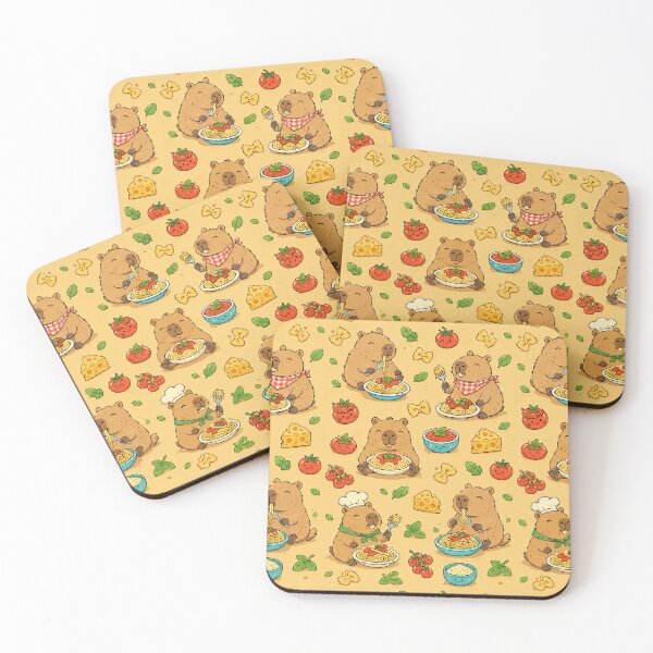 Item preview, Cute Capybara Pasta Party Pattern designed and sold by Soft Berry Studio.