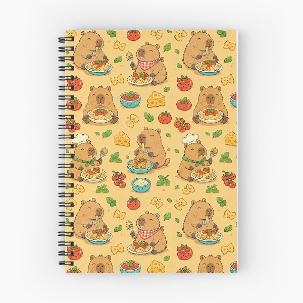 Item preview, Cute Capybara Pasta Party Pattern designed and sold by Soft Berry Studio.