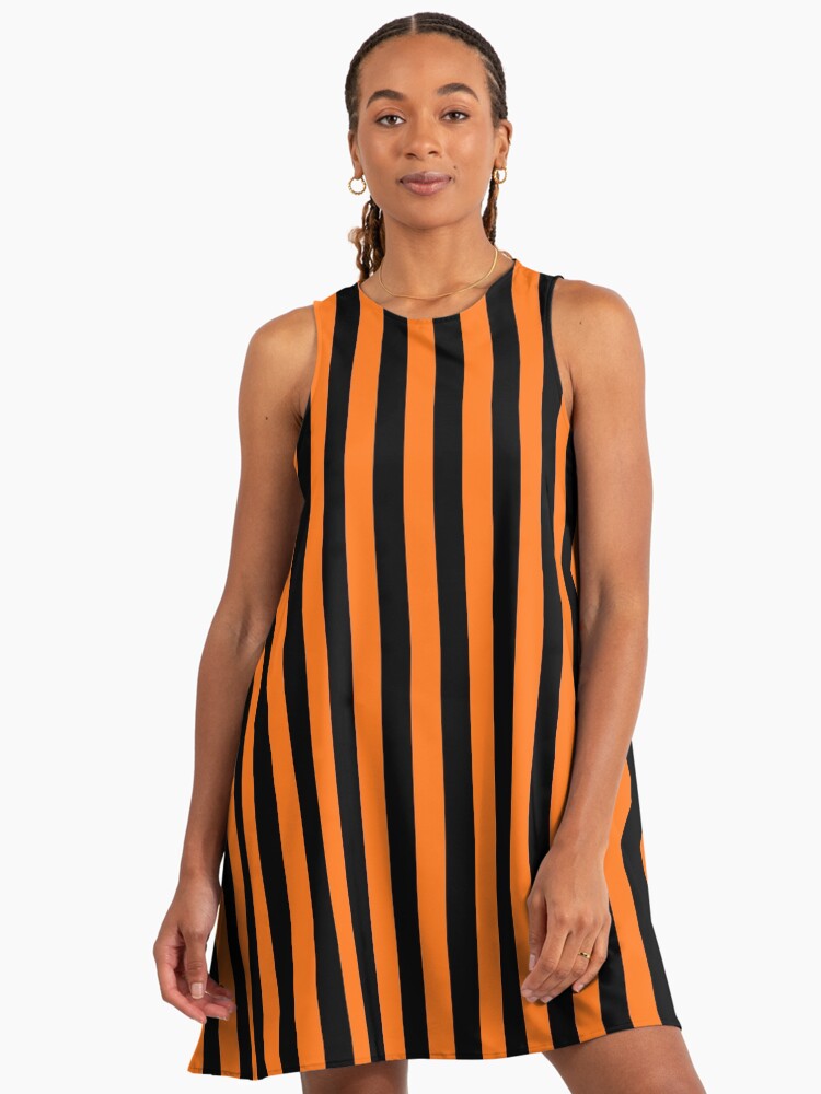 Pumpkin Orange and Black Vertical Stripes A-Line Dress Pumpkin Orange and Black Vertical Stripes A-Line Dress
