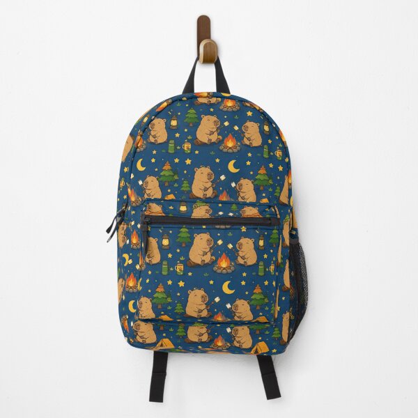 Item preview, Cute Capybara Camping Marshmallow Pattern designed and sold by Soft Berry Studio.