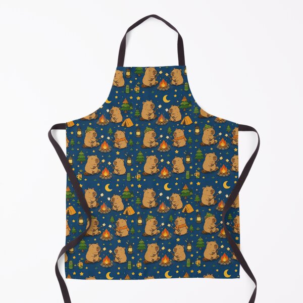 Item preview, Cute Capybara Camping Marshmallow Pattern designed and sold by Soft Berry Studio.
