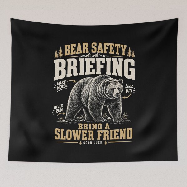 Item preview, Bear Safety Briefing Bring a Slower Friend T-Shirt | Funny Hiking Camping Wildlife Graphic Gift designed and sold by Trendably.