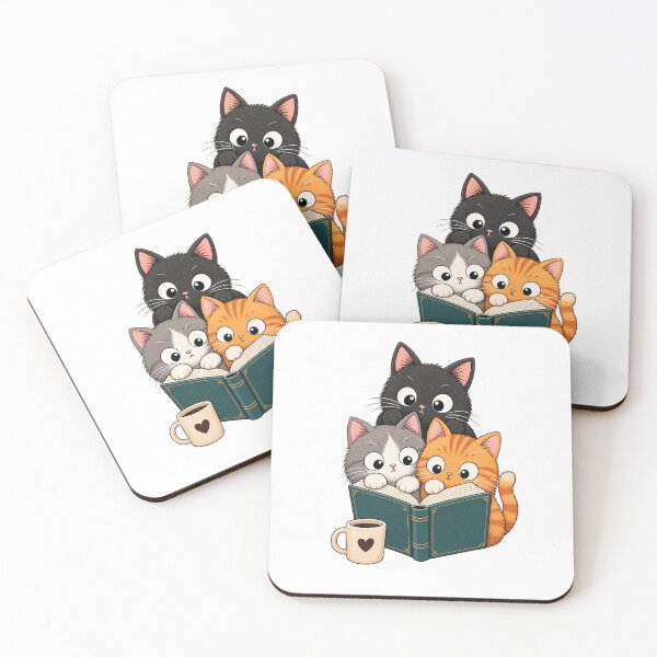 Item preview, Cute Cats Reading Books with Coffee – Cozy Book Lover Cat Reading Design designed and sold by TrendiKloset.