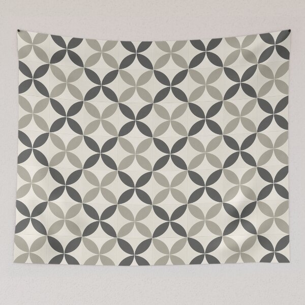 Item preview, Japandi Geometric Petal Pattern Neutral Tile Print designed and sold by oceanys.