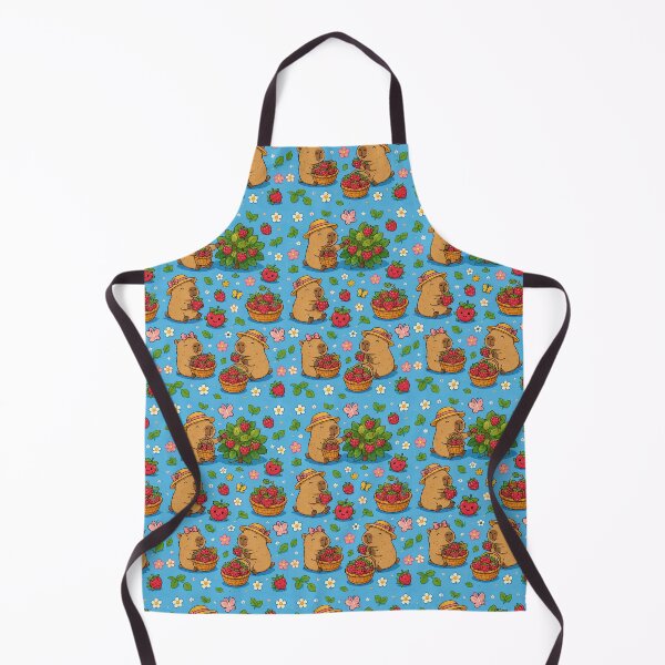 Item preview, Cute Capybara Raspberry Garden Pattern designed and sold by Soft Berry Studio.