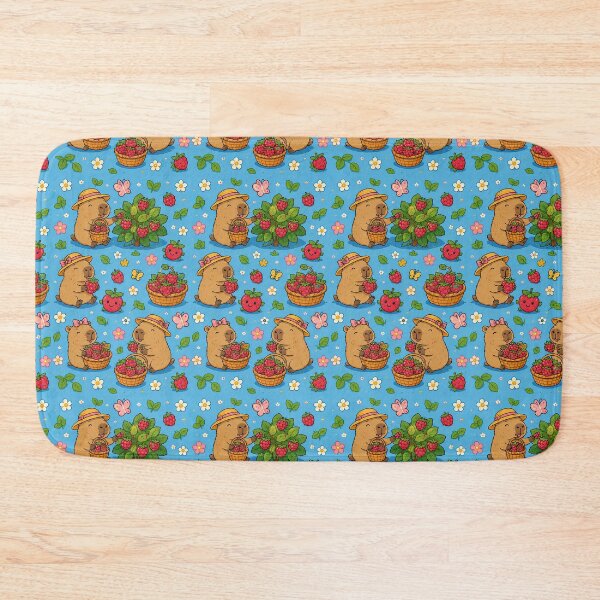 Item preview, Cute Capybara Raspberry Garden Pattern designed and sold by Soft Berry Studio.