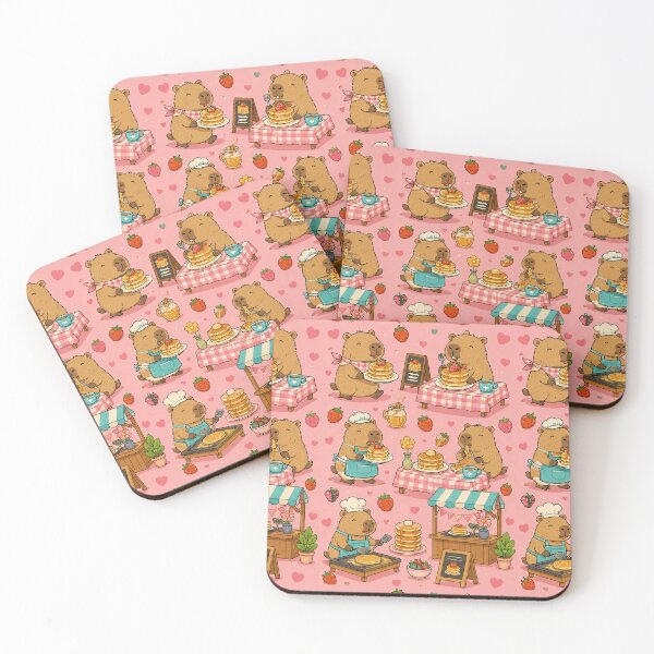 Item preview, Cute Capybara Pancake Cafe Pattern designed and sold by Soft Berry Studio.