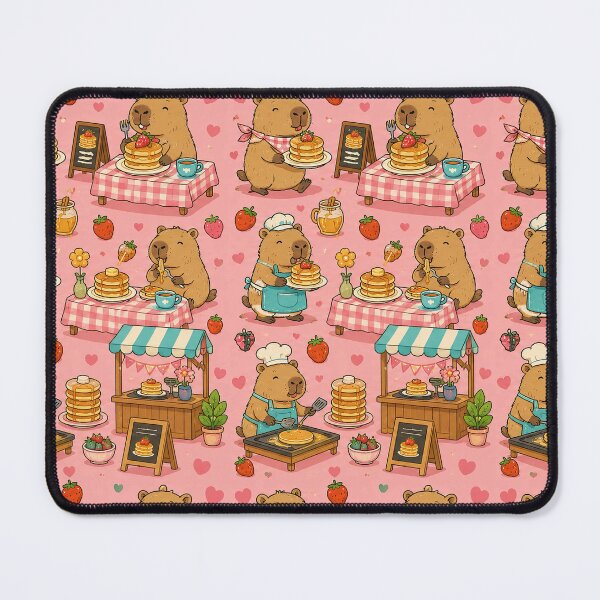 Item preview, Cute Capybara Pancake Cafe Pattern designed and sold by Soft Berry Studio.