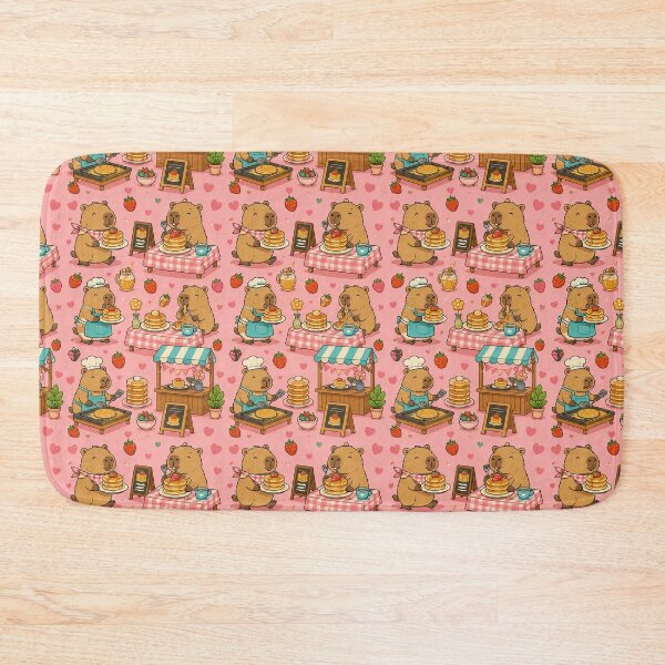 Item preview, Cute Capybara Pancake Cafe Pattern designed and sold by Soft Berry Studio.