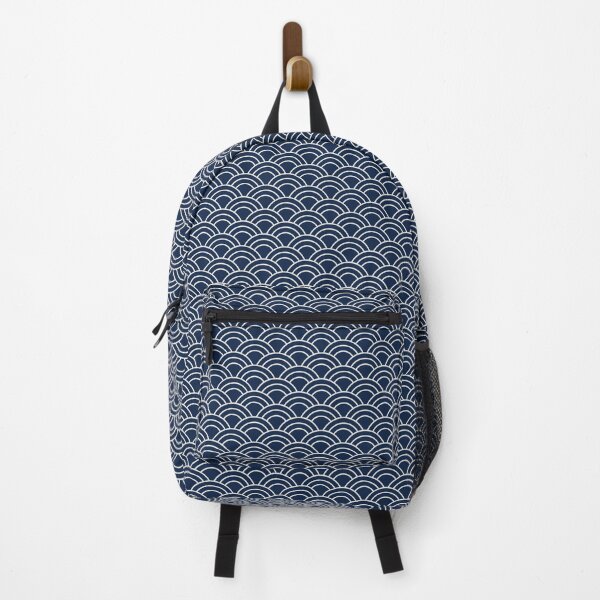 Item preview, Japanese Seigaiha Wave Pattern Navy Blue Japandi Decor designed and sold by oceanys.