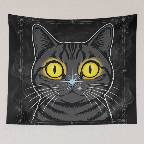 Item preview, Mystic Tabby Cat - Glowing Yellow Eyes Sparkle Nose designed and sold by CMWorkshop.