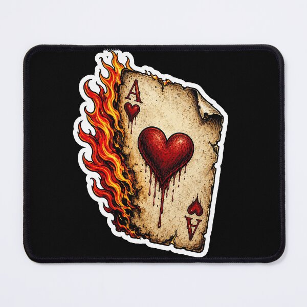 Item preview, Distressed Ace of Hearts On Fire Graphic designed and sold by Munib302.