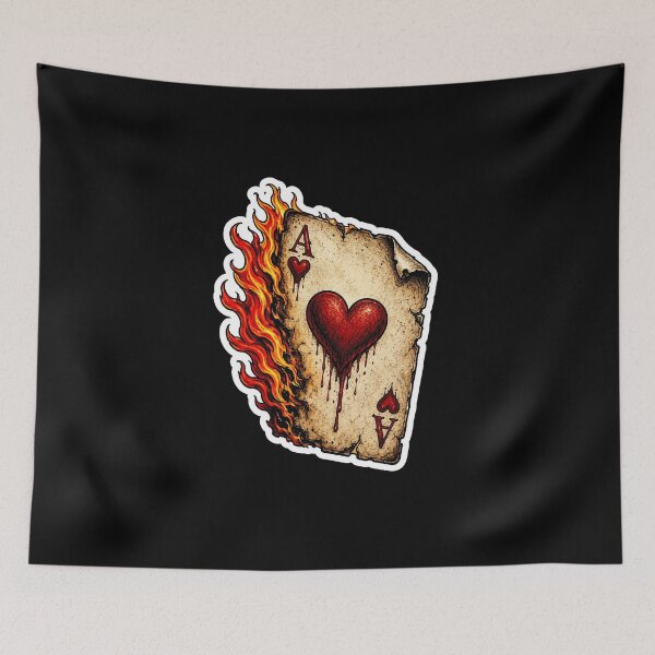 Item preview, Distressed Ace of Hearts On Fire Graphic designed and sold by Munib302.