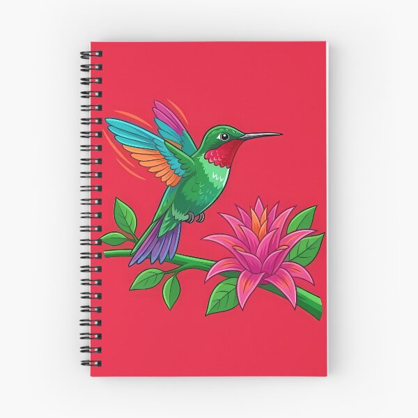 Item preview, Green Hummingbird and Pink Flowers on Red designed and sold by Lasofficial.