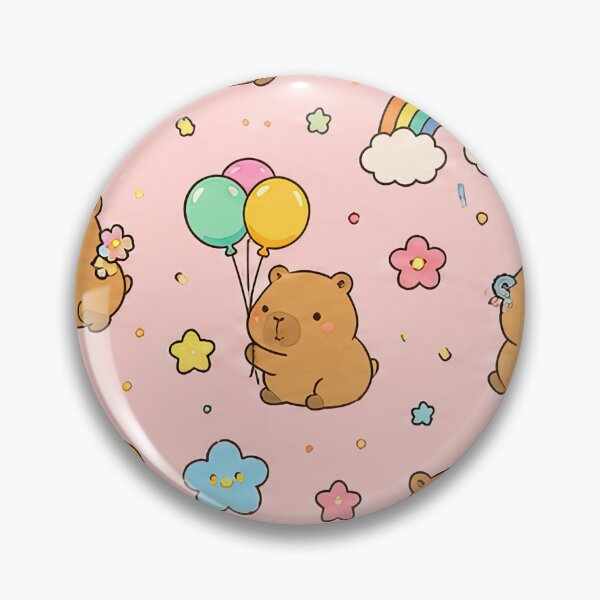 Item preview, Cute Capybara Rainbow Balloon Pattern designed and sold by Soft Berry Studio.