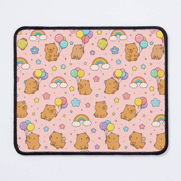 Item preview, Cute Capybara Rainbow Balloon Pattern designed and sold by Soft Berry Studio.