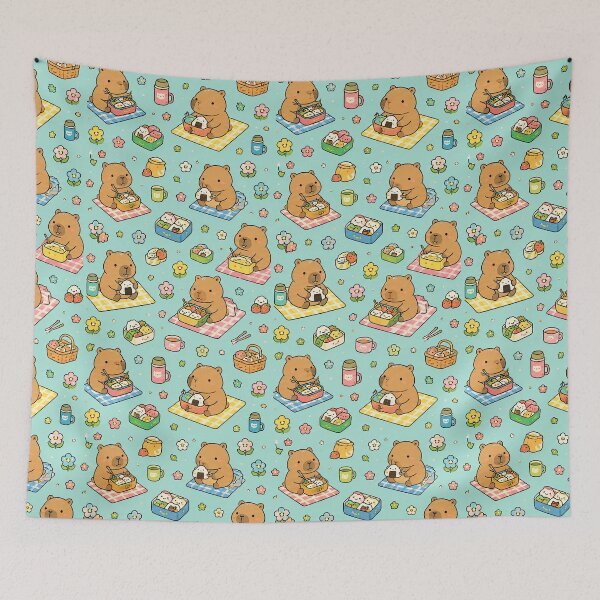 Item preview, Cute Capybara Bento Picnic Pattern designed and sold by Soft Berry Studio.