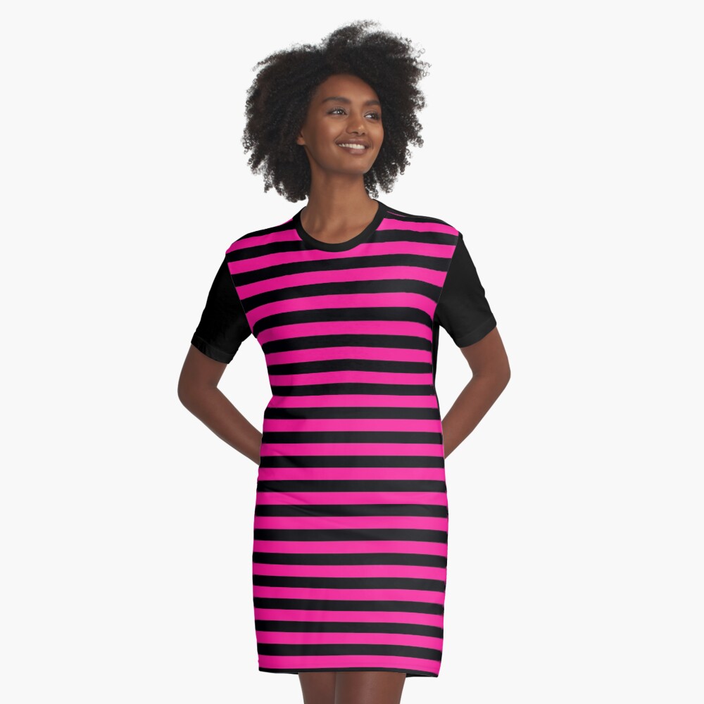 Pink striped clearance t shirt dress