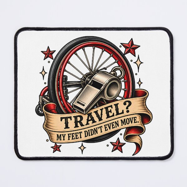 Item preview, Travel? My Feet Didn't Even Move - Funny Wheelchair Basketball Referee Call designed and sold by Neurospicy Trolls.