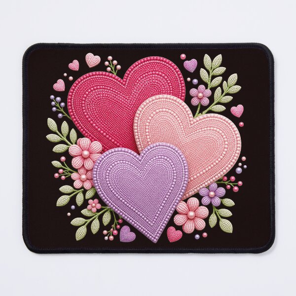 Item preview, Textured Pastel Hearts Floral Embroidery Art designed and sold by CozyPaletteShop.