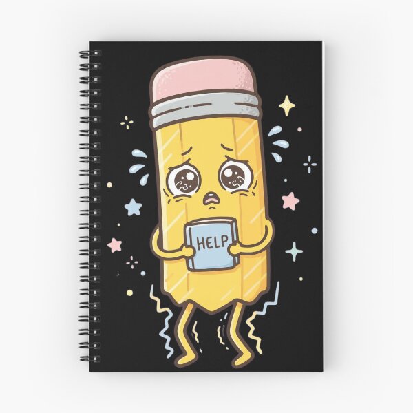 Item preview, Anxious Kawaii Pencil Holding HELP Notebook - Cute School Anxiety Sticker designed and sold by LuxeBuzz.