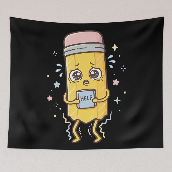 Item preview, Anxious Kawaii Pencil Holding HELP Notebook - Cute School Anxiety Sticker designed and sold by LuxeBuzz.