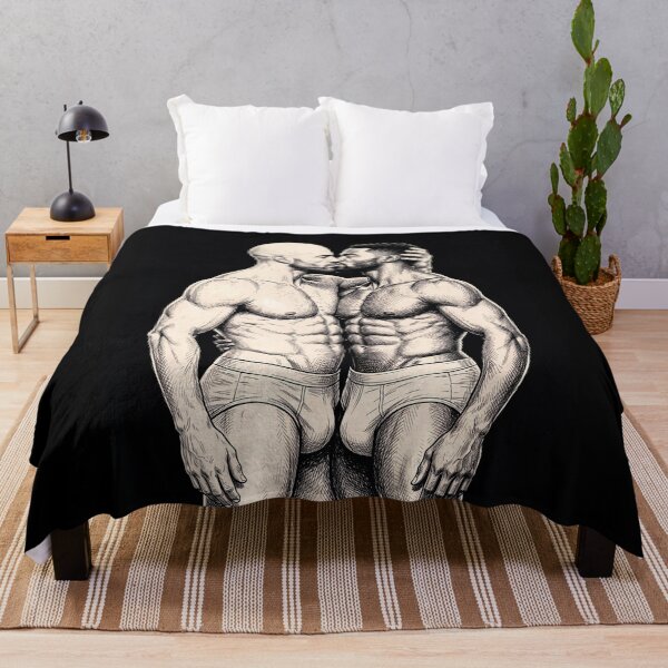 Item preview, Intimate Men Kissing Portrait - Gay Romance Ink Illustration designed and sold by gayishdesign.