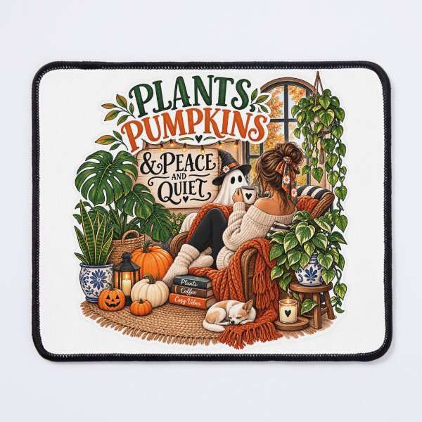 Item preview, lants, Pumpkins & Peace and Quiet – Cozy Halloween Plant Lover designed and sold by CottageGardenCo.