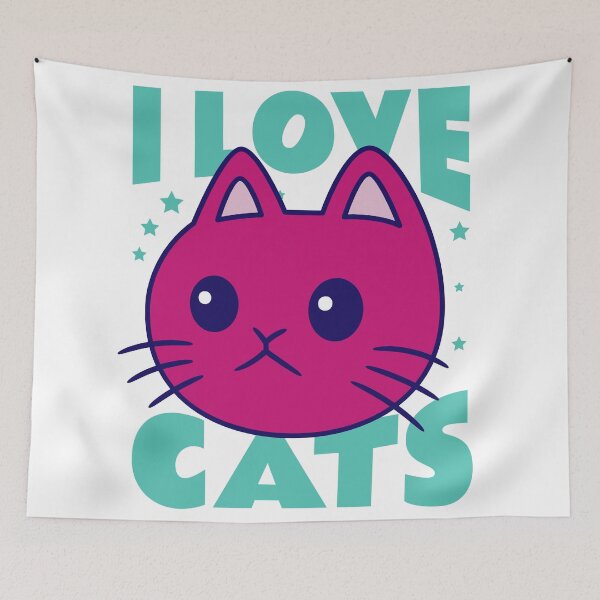 Item preview, I Love Cats Cute Pink Kitty Illustration designed and sold by Vision Crafted.