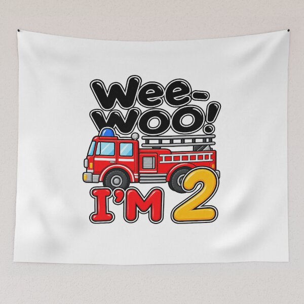 Item preview, wee woo im 2, fire truck birthday designed and sold by salahdesign1.