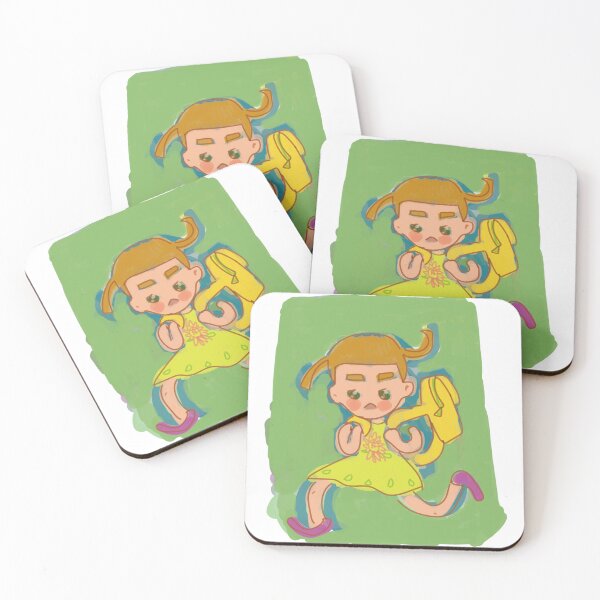 Item preview, Cute Girl Running With Yellow Backpack designed and sold by Laoffecinatiend.
